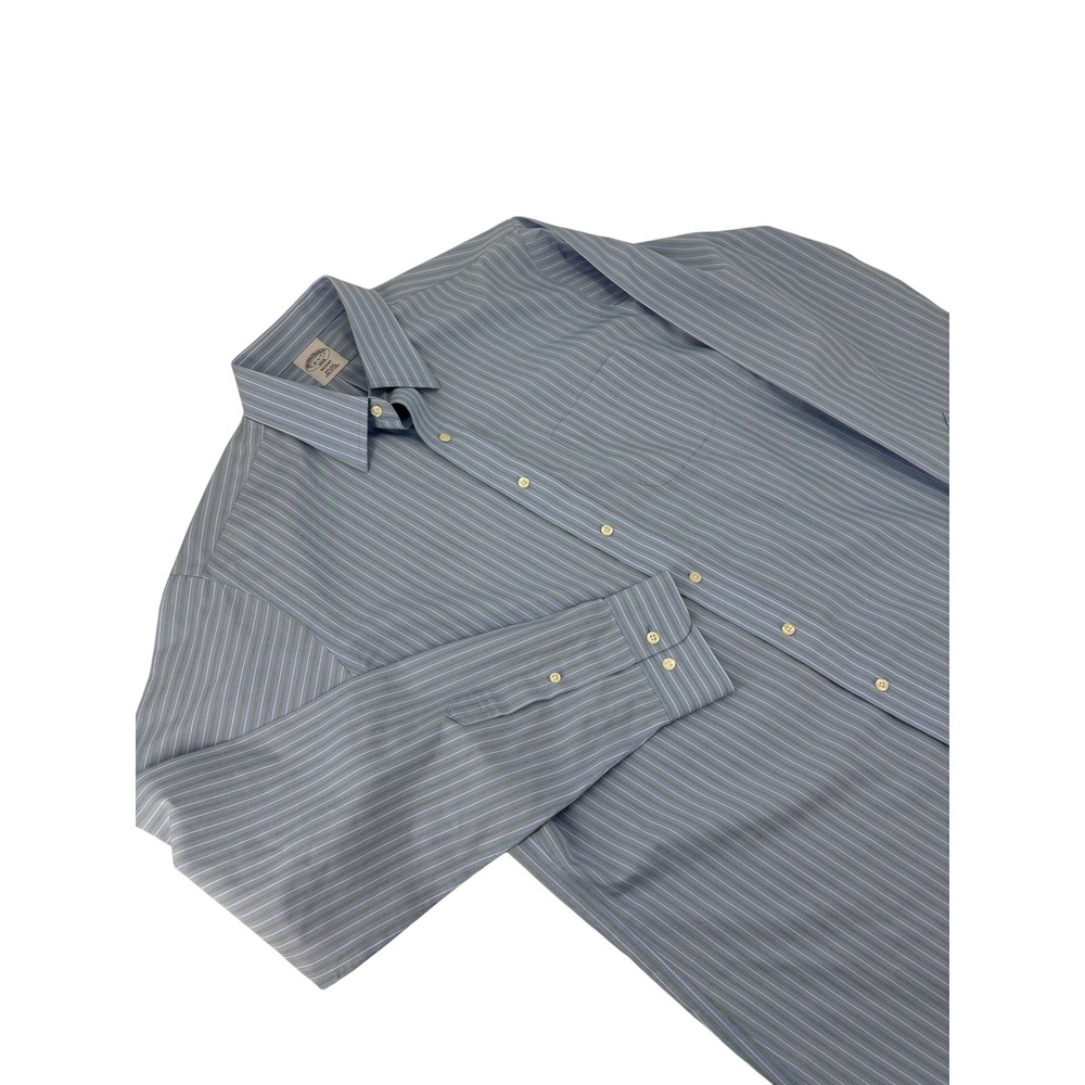 Brooks Brothers Dress Shirt Mens 16 6/7 Regent Fit Blue Striped Non-Iron 1818
